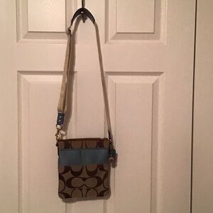Coach Brown and Blue Crossbody Bag